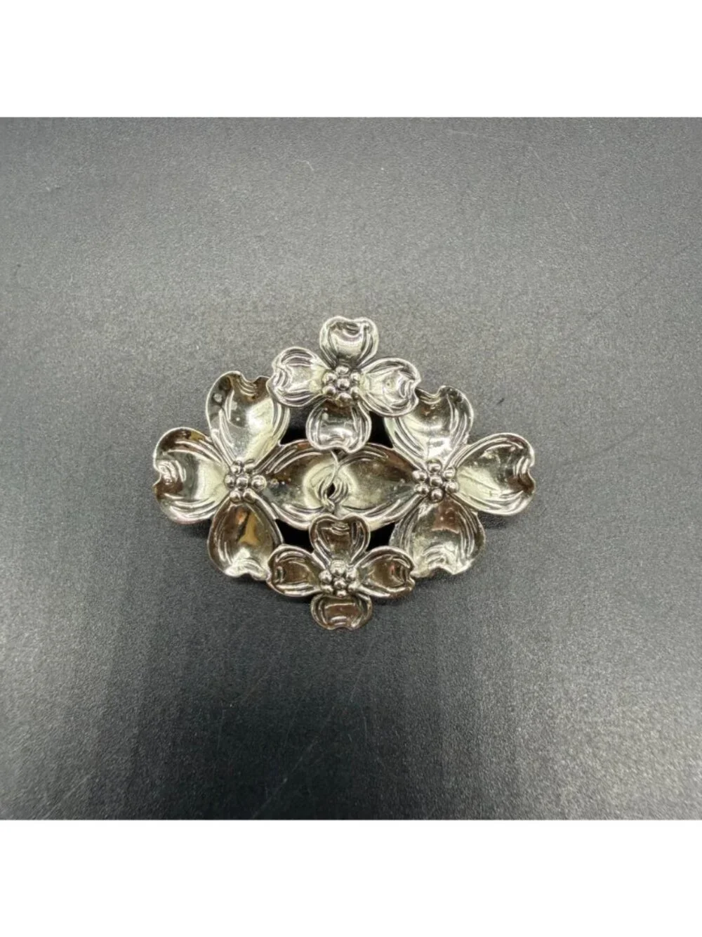 Dogwood Flower Brooch Pin Vintage Beau Sterling Silver Floral Jewelry Retro